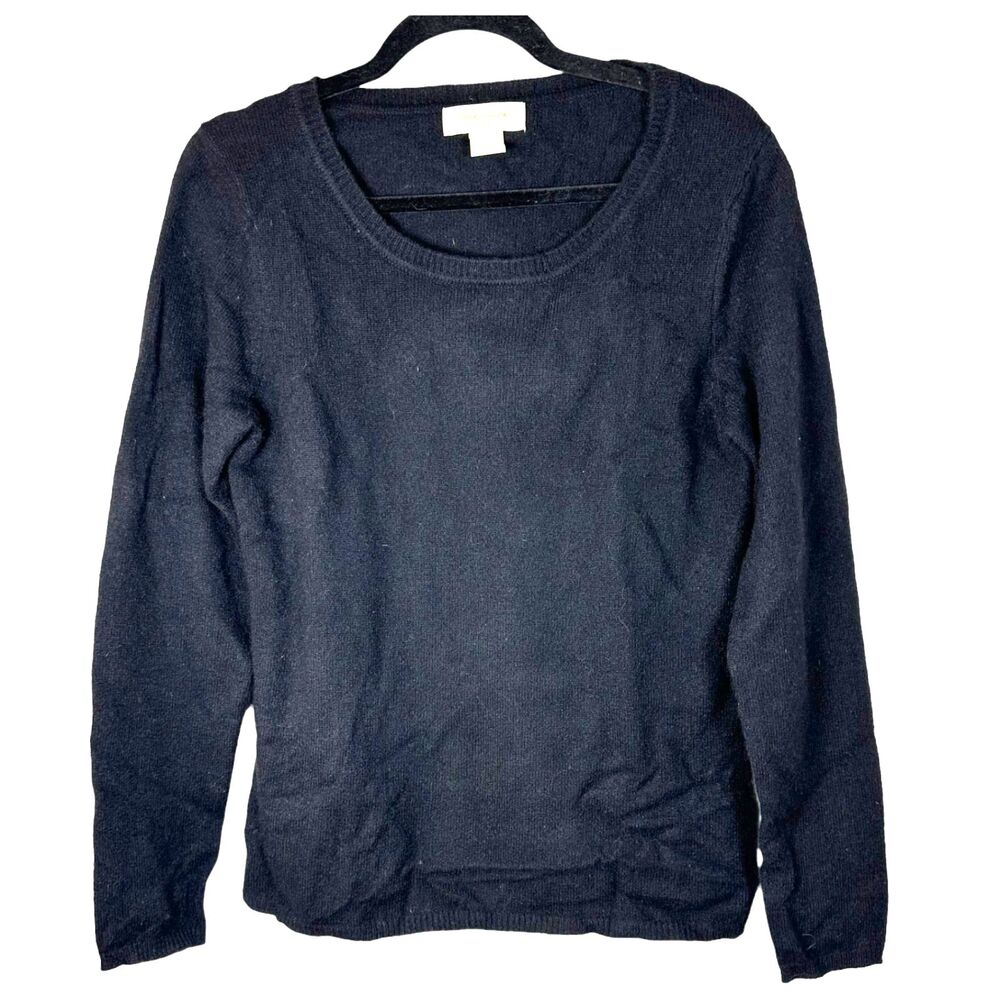 Peck & Peck 2 Ply 100% Cashmere Black Long Sleeve Sweater Women's Size Medium